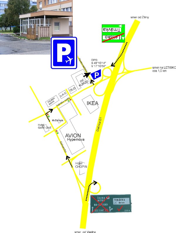 mapa parkoviska